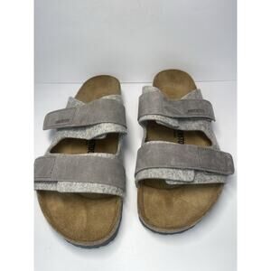 Birkenstock Uji Leather Felt Light Gray Men's Sandals Slides Sz 13 1025736)